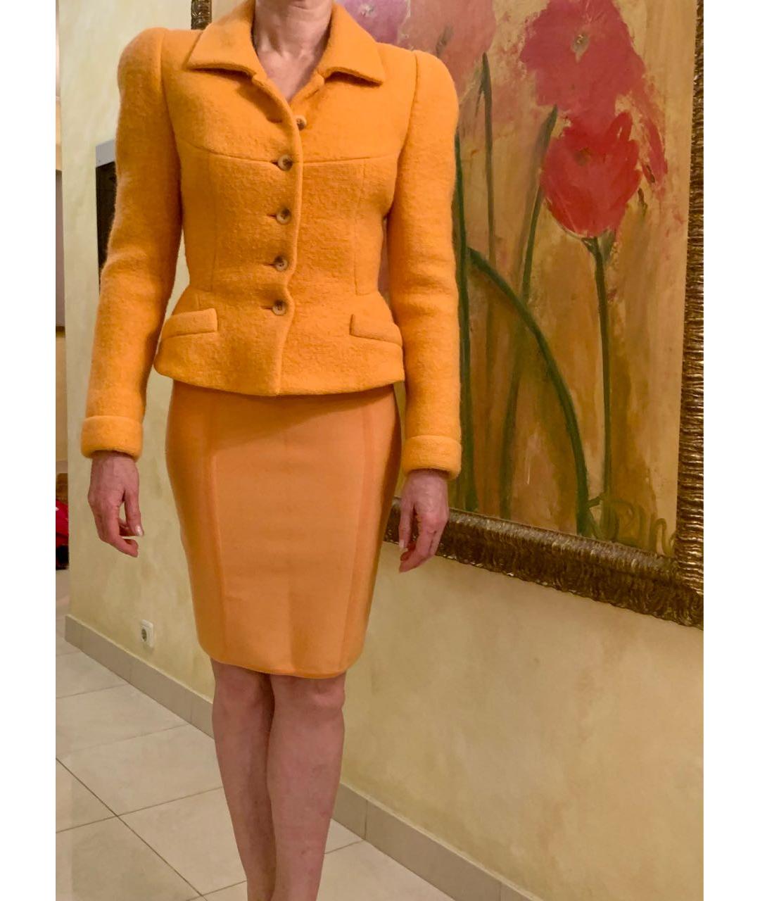 HERVE LEGER Оранжевый шерстяной костюм с юбками, фото 4