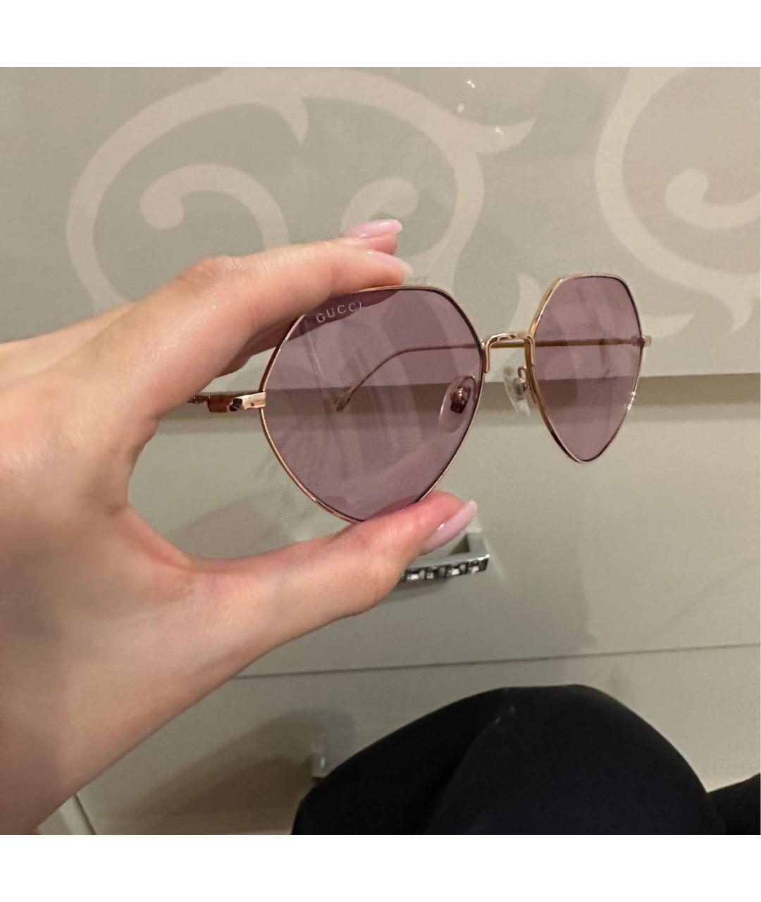 GUCCI Розовые металлические солнцезащитные очки, фото 5