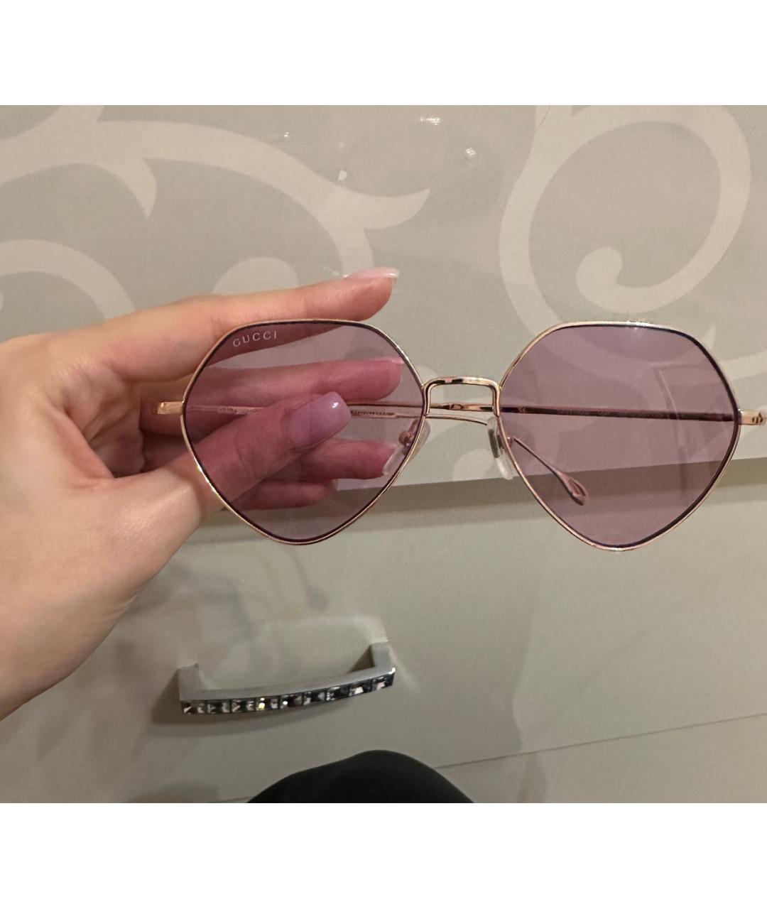 GUCCI Розовые металлические солнцезащитные очки, фото 2