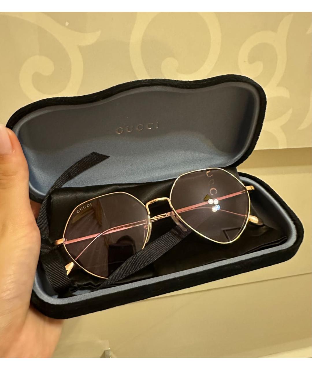 GUCCI Розовые металлические солнцезащитные очки, фото 4