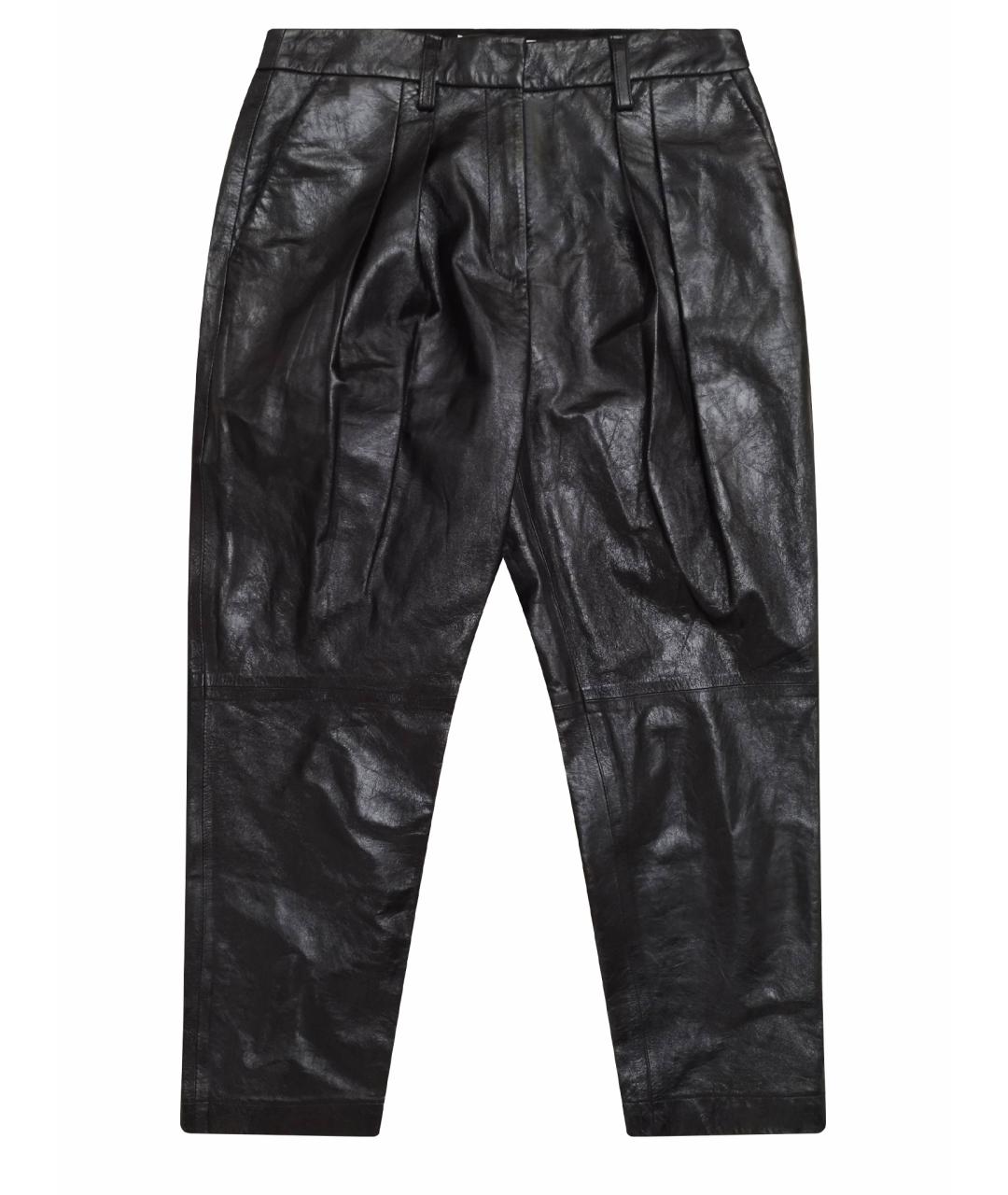 MICHAEL KORS Черные кожаные прямые брюки, фото 1