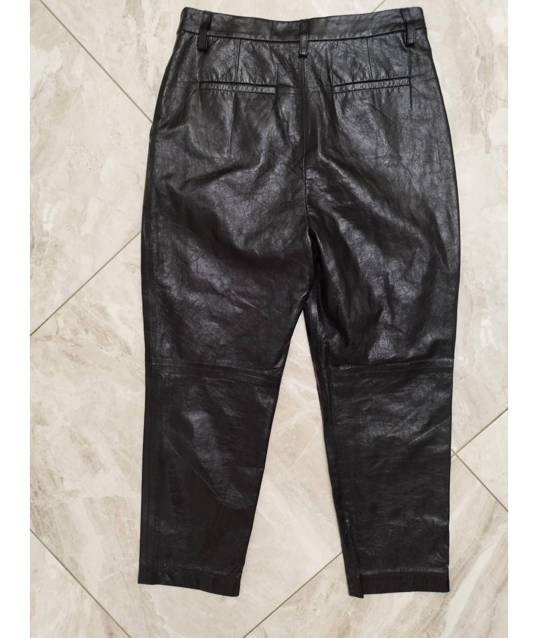 MICHAEL KORS Черные кожаные прямые брюки, фото 8