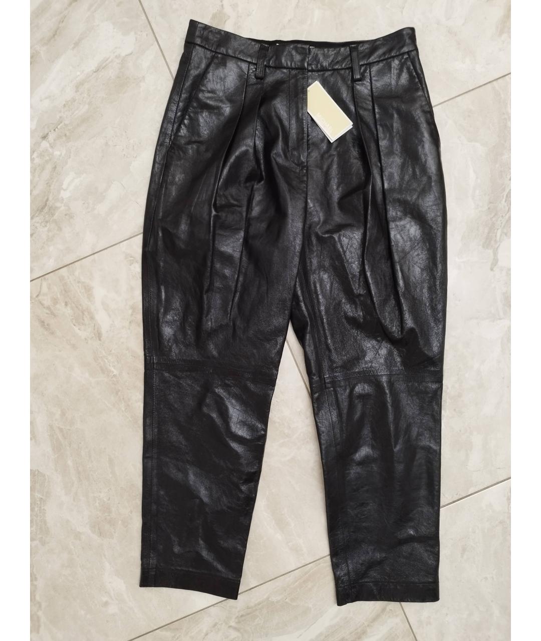 MICHAEL KORS Черные кожаные прямые брюки, фото 9