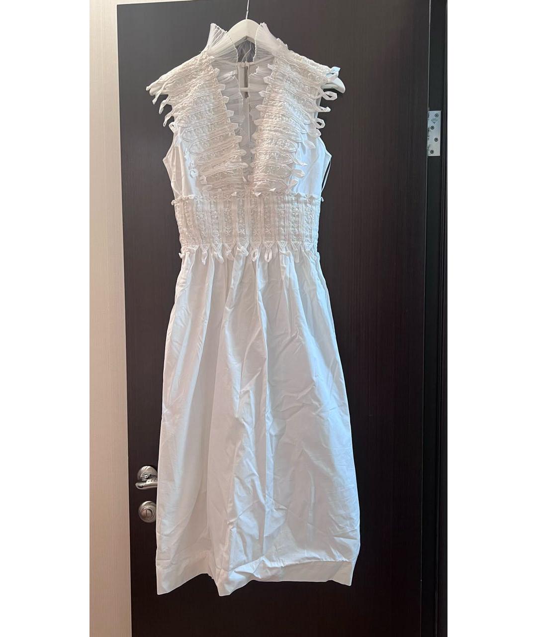 ERMANNO SCERVINO Белое хлопковое коктейльное платье, фото 5