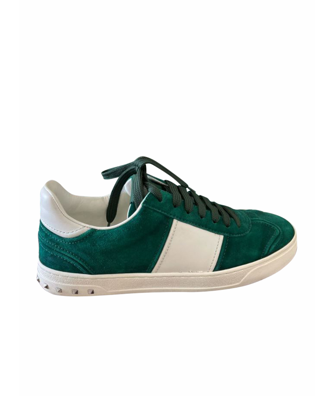 VALENTINO Зеленые замшевые низкие кроссовки / кеды, фото 1