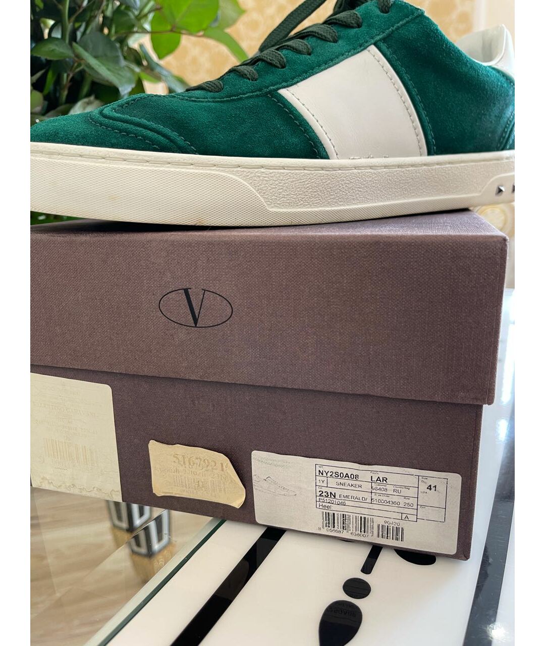 VALENTINO Зеленые замшевые низкие кроссовки / кеды, фото 3