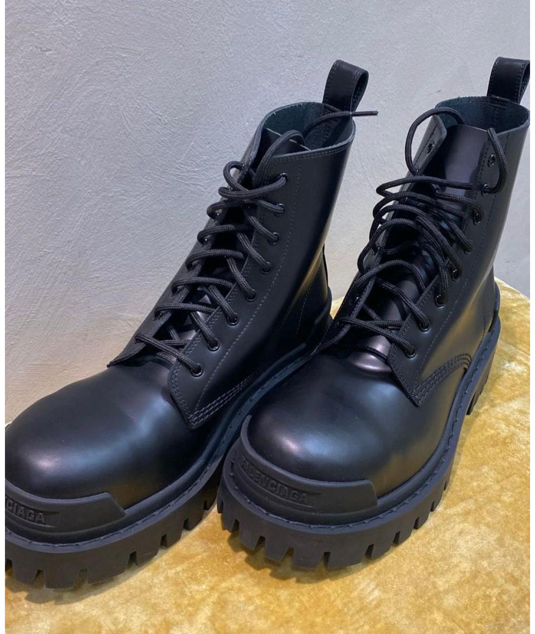 BALENCIAGA Черные кожаные ботинки, фото 4