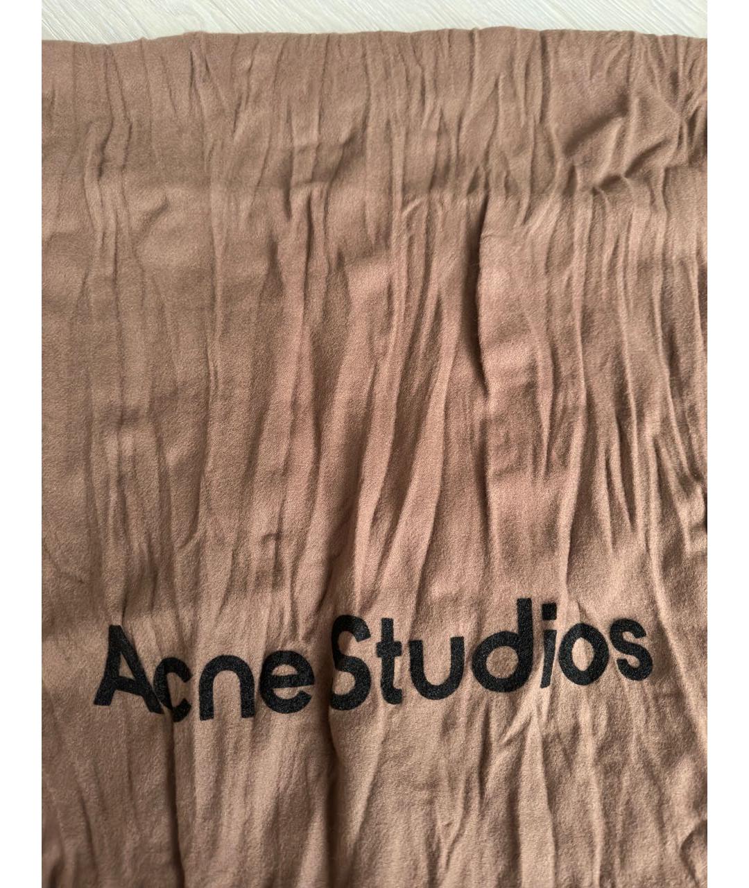 ACNE STUDIOS Коричневый шерстяной шарф, фото 4