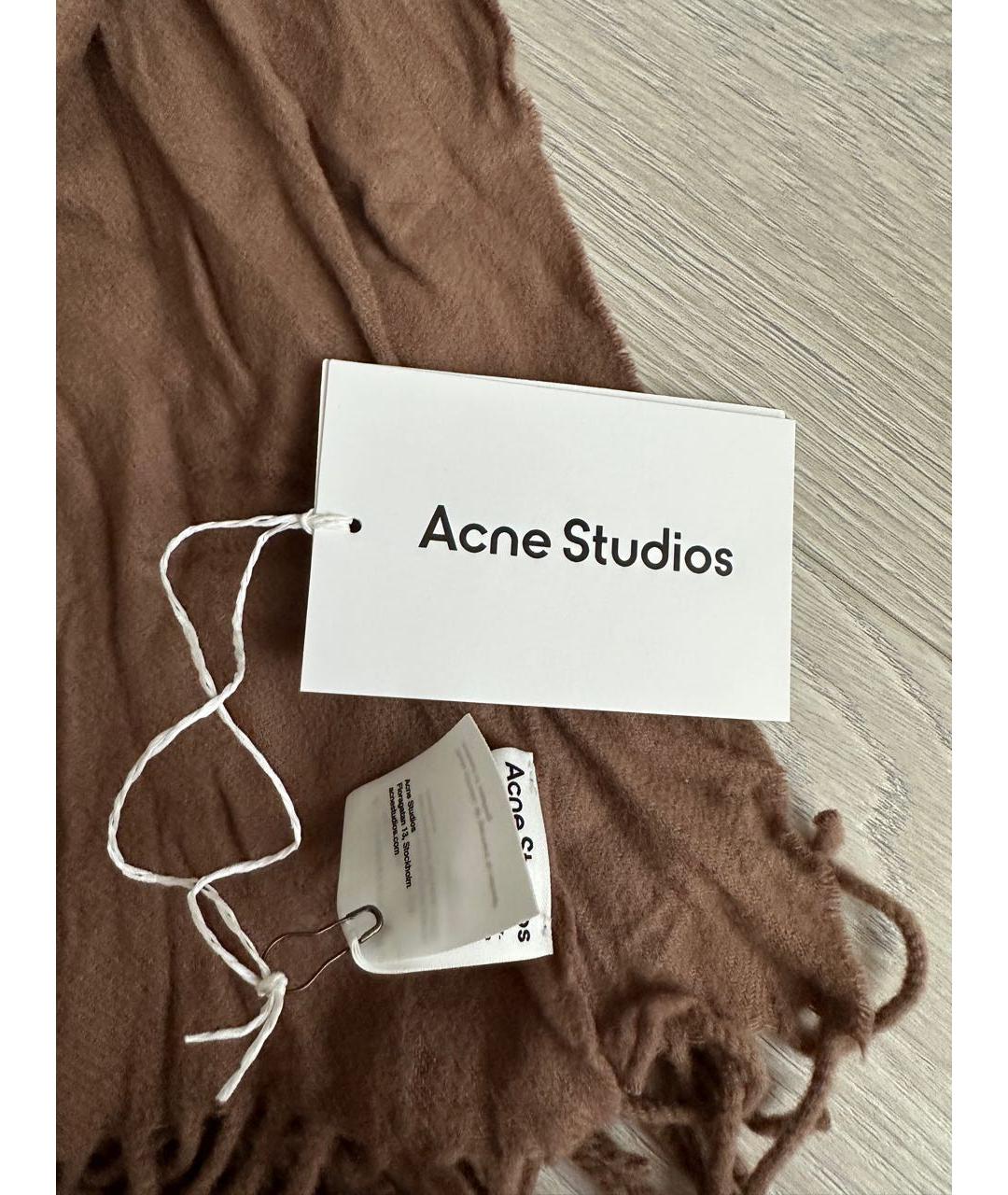 ACNE STUDIOS Коричневый шерстяной шарф, фото 7