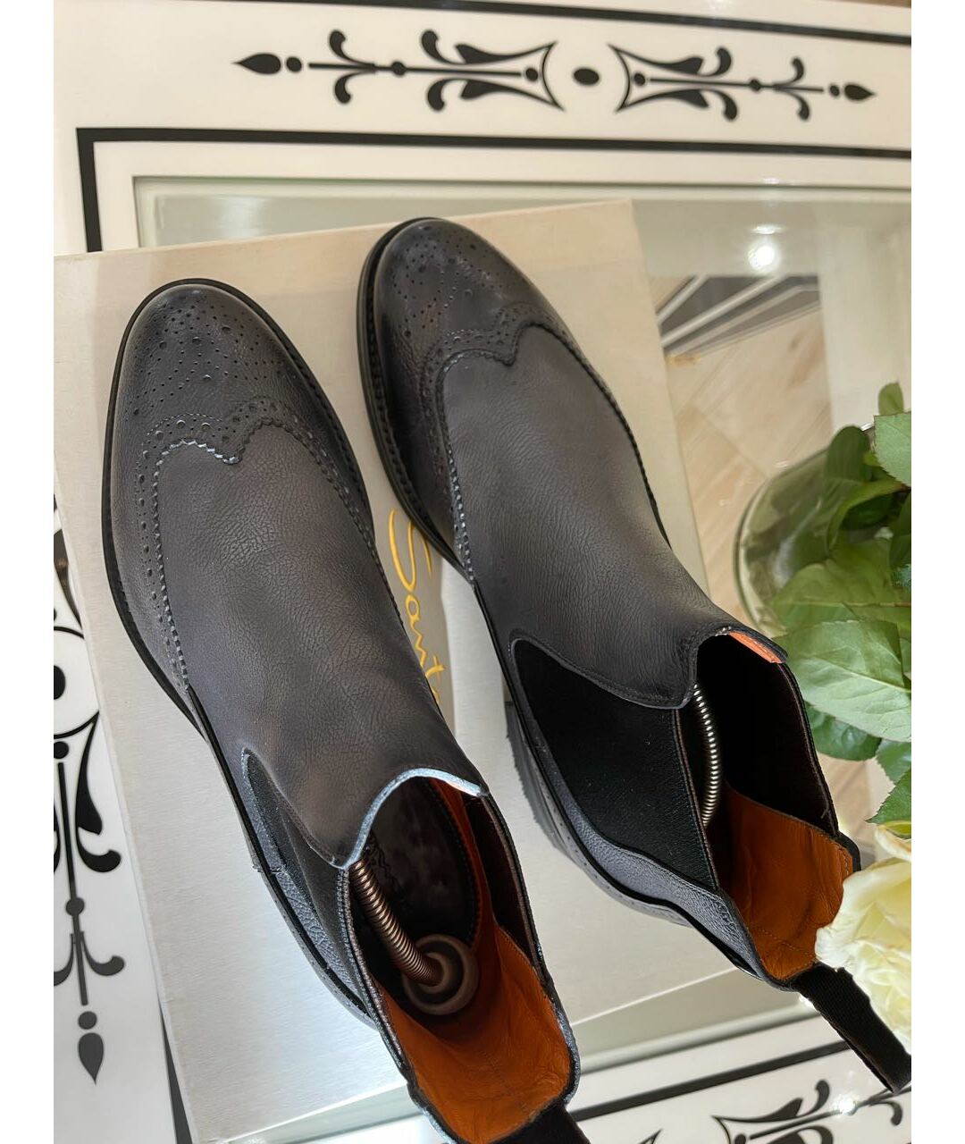 SANTONI Серые кожаные высокие ботинки, фото 3