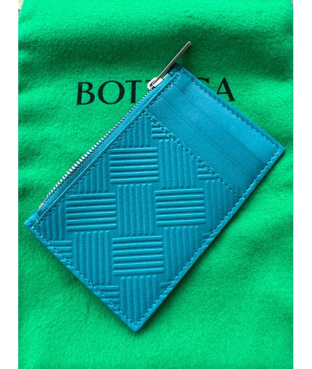BOTTEGA VENETA Синяя кожаная визитница, фото 3