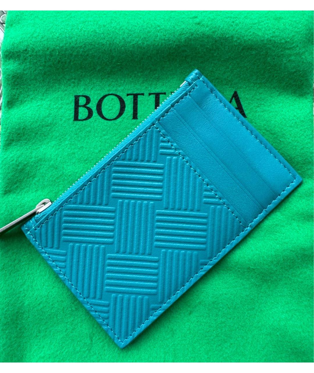 BOTTEGA VENETA Синяя кожаная визитница, фото 2