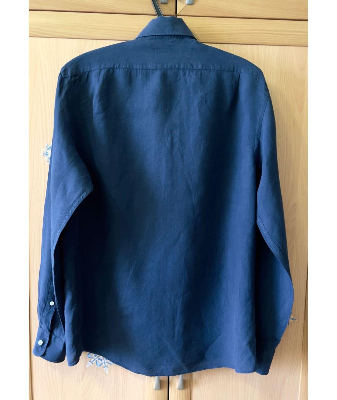 RALPH LAUREN PURPLE LABEL Синяя льняная кэжуал рубашка, фото 2