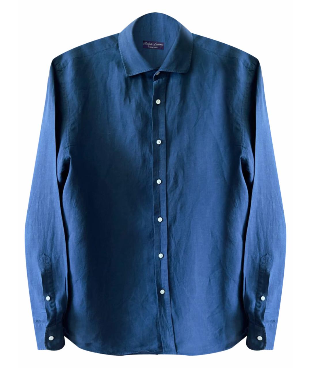RALPH LAUREN PURPLE LABEL Синяя льняная кэжуал рубашка, фото 1