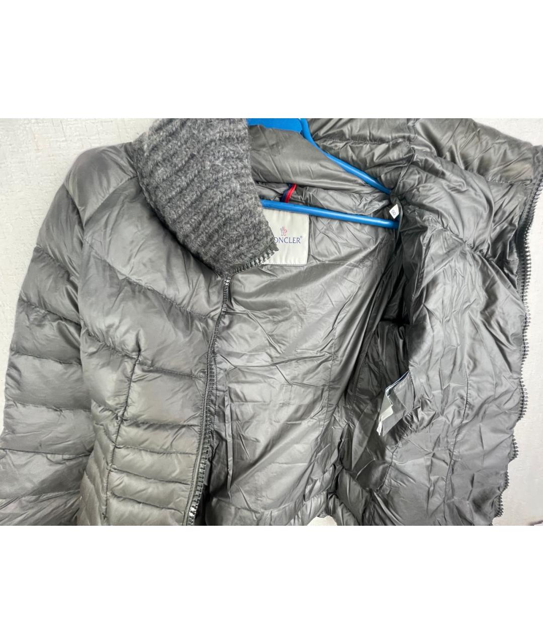 MONCLER Антрацитовый полиамидовый пуховик, фото 3