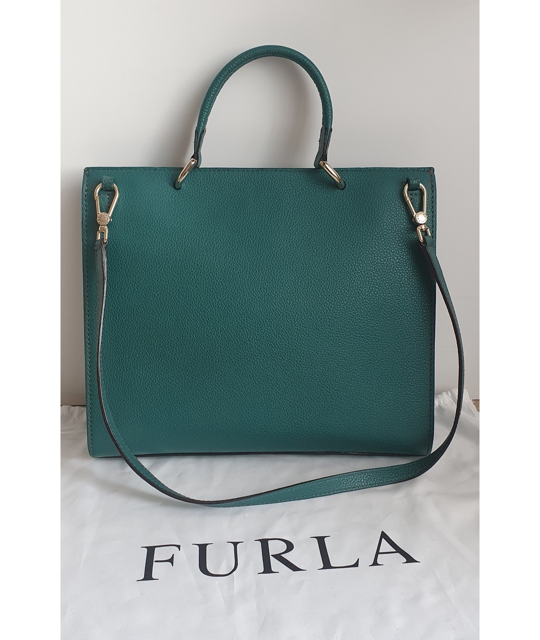 FURLA Бирюзовая кожаная сумка тоут, фото 3