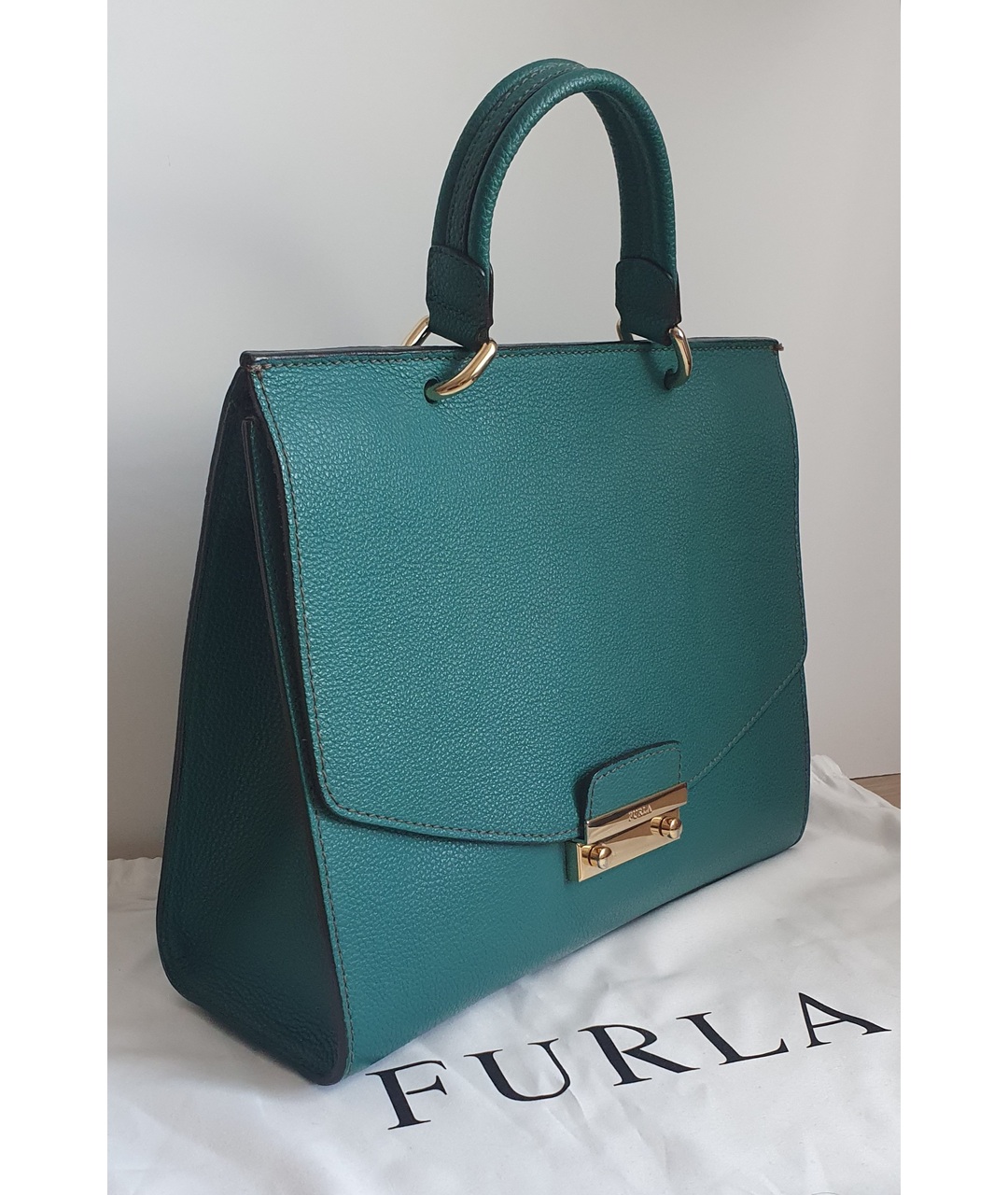 FURLA Бирюзовая кожаная сумка тоут, фото 6