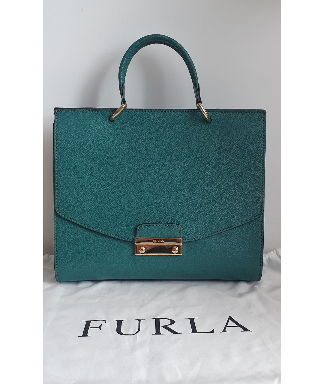 FURLA Бирюзовая кожаная сумка тоут, фото 2