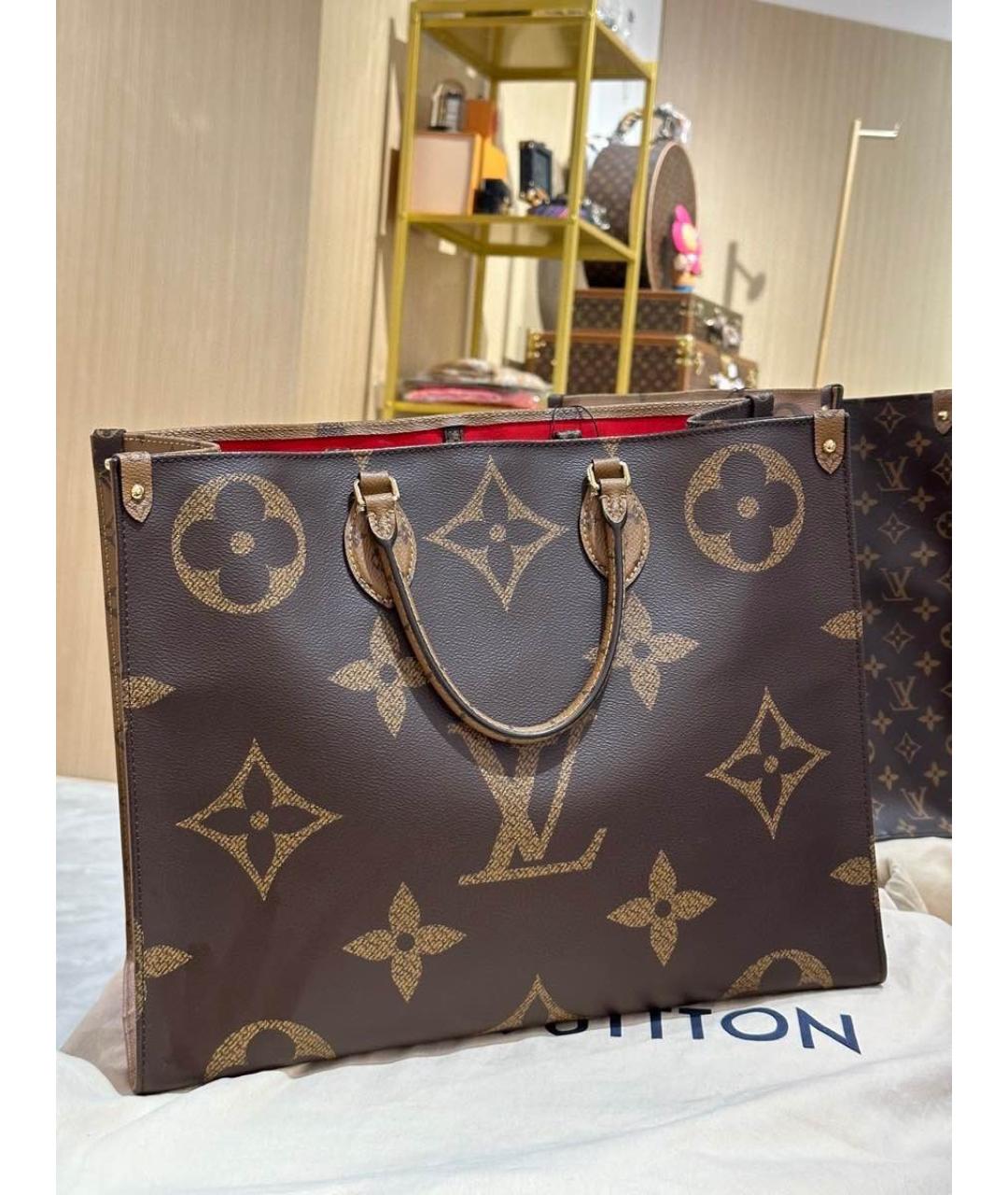 LOUIS VUITTON Коричневая деним сумка с короткими ручками, фото 3