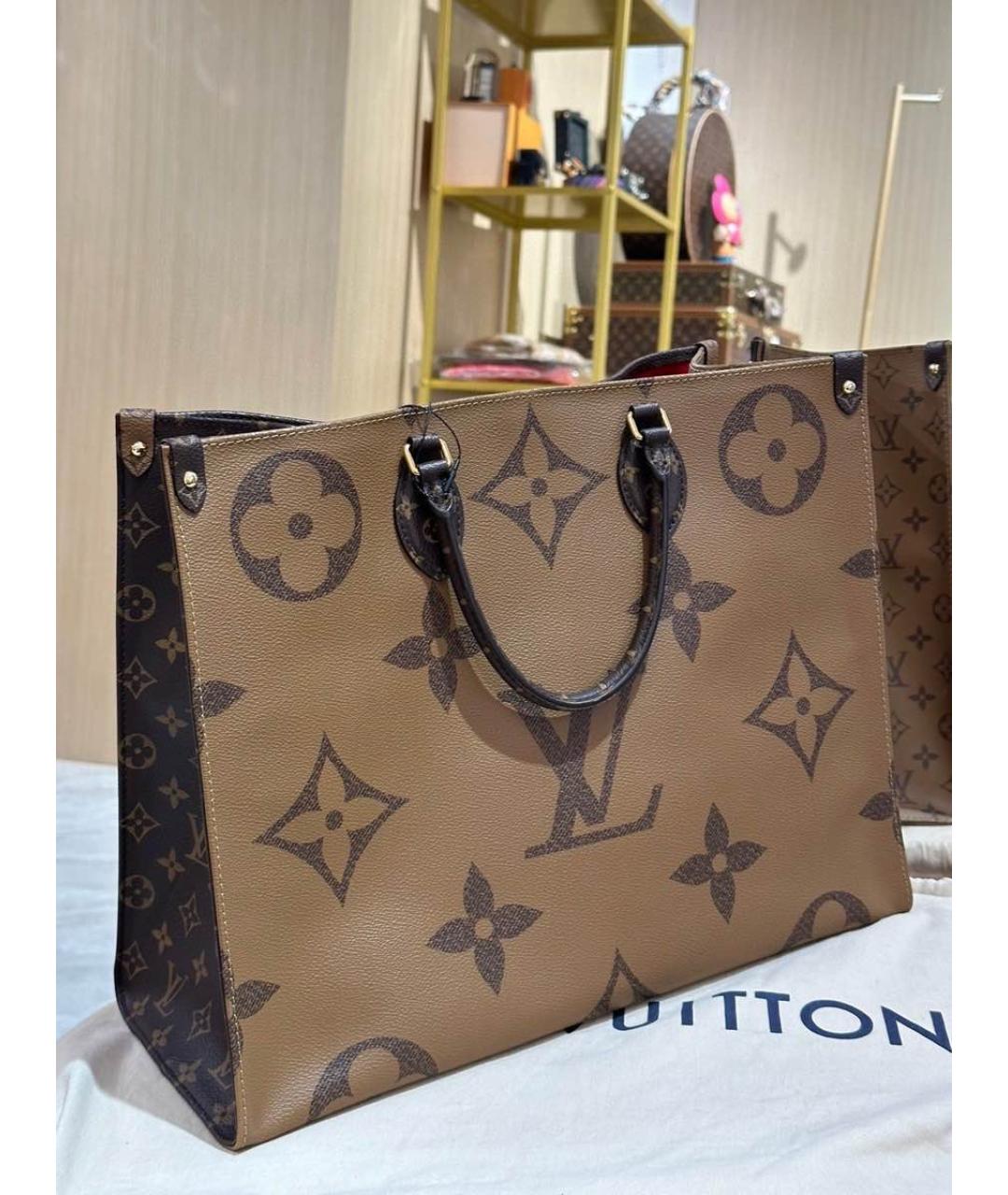 LOUIS VUITTON Коричневая деним сумка с короткими ручками, фото 2