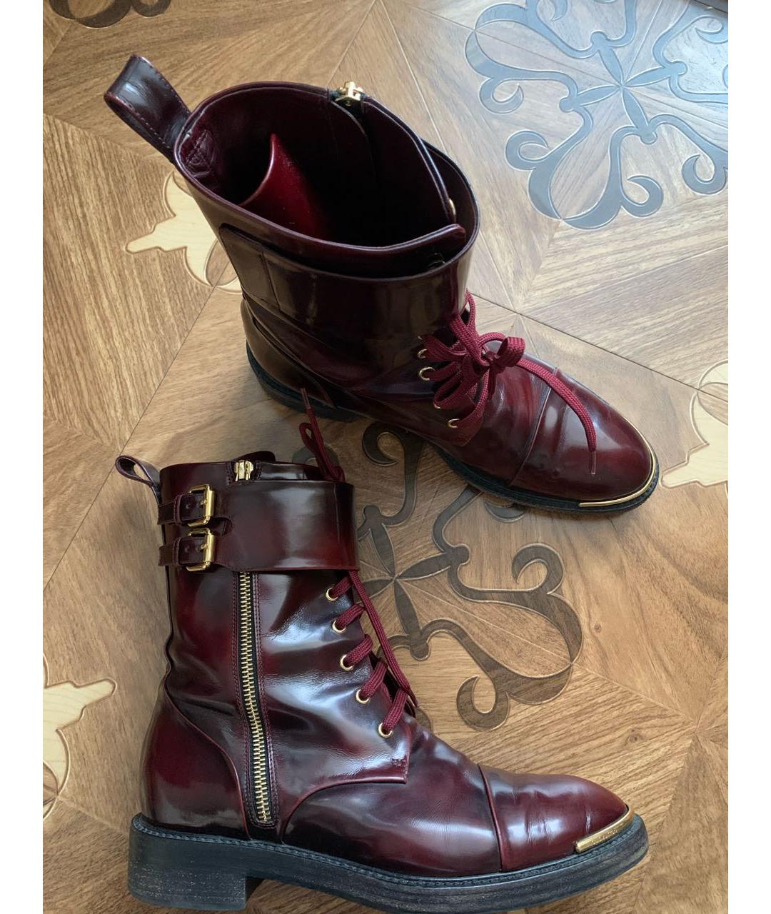 LOUIS VUITTON PRE-OWNED Бордовые ботинки из лакированной кожи, фото 5