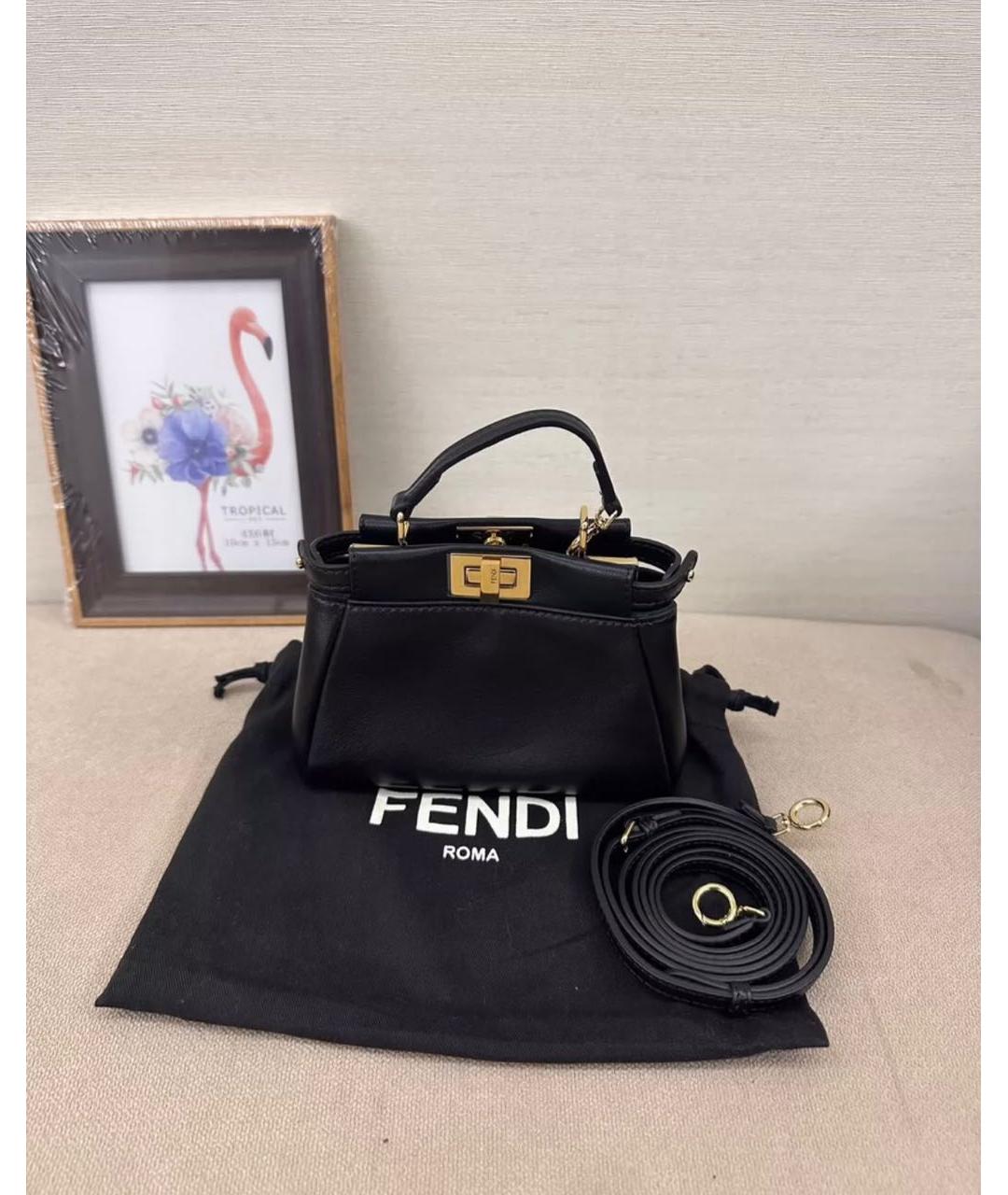 FENDI Черная кожаная сумка через плечо, фото 2