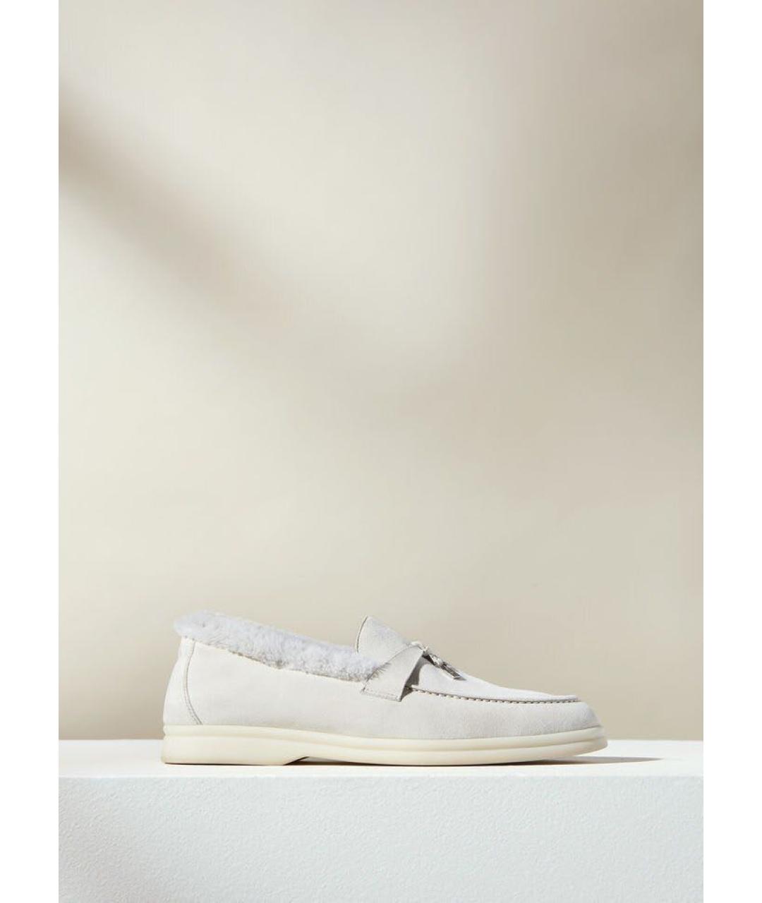 LORO PIANA Бежевые замшевые лоферы, фото 9