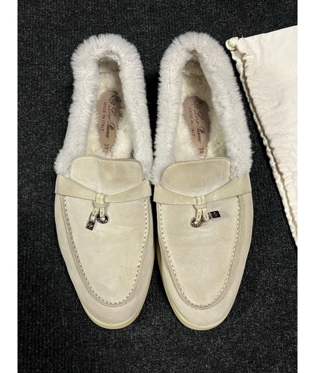 LORO PIANA Бежевые замшевые лоферы, фото 3