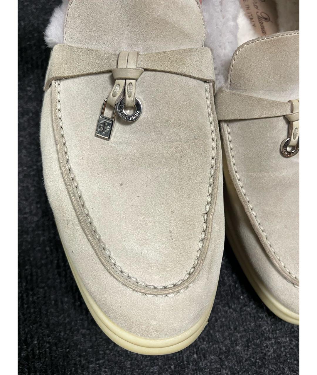 LORO PIANA Бежевые замшевые лоферы, фото 7