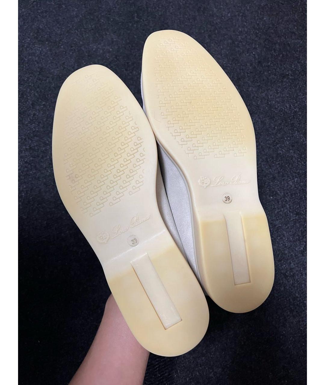 LORO PIANA Бежевые замшевые лоферы, фото 8