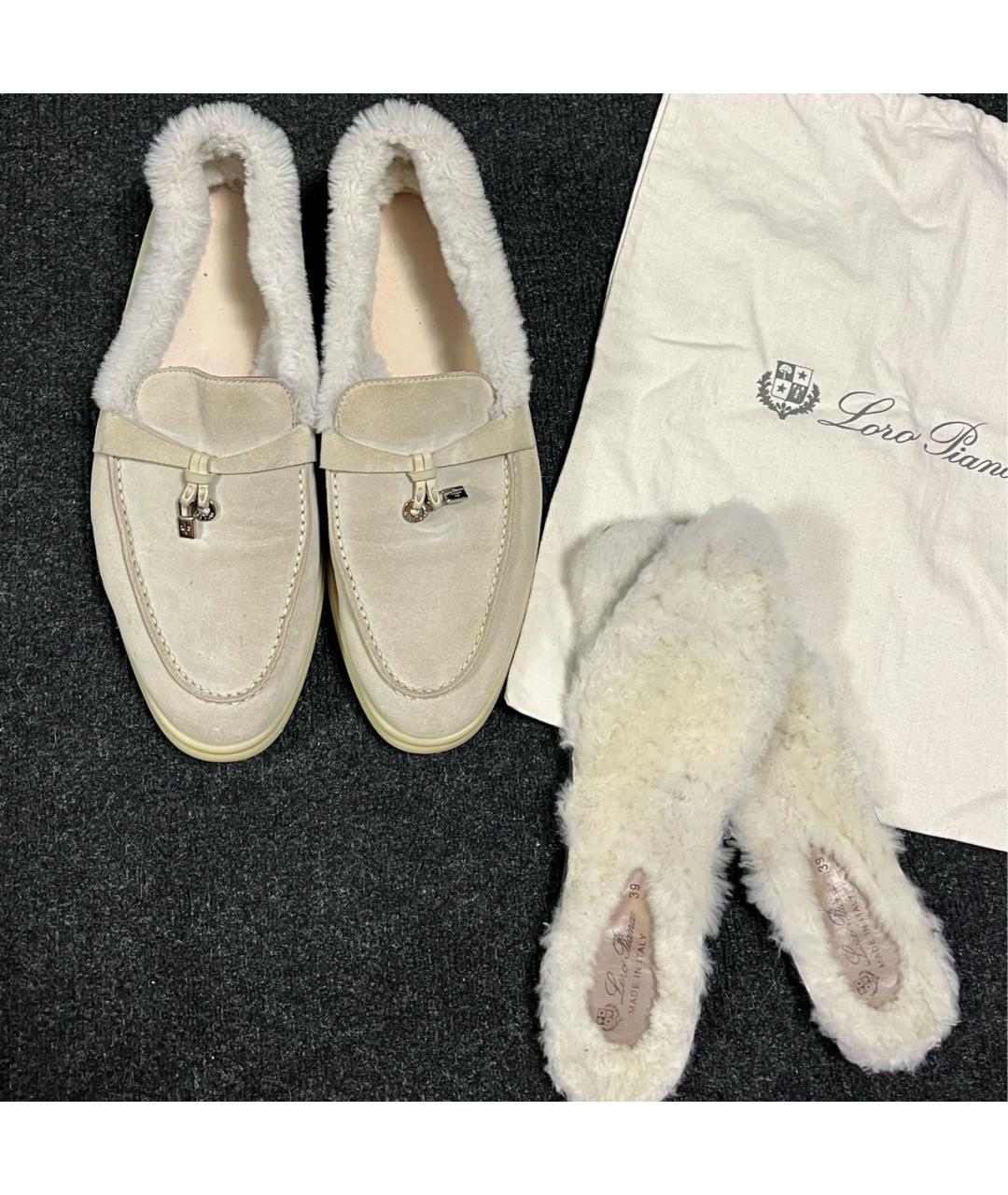 LORO PIANA Бежевые замшевые лоферы, фото 2