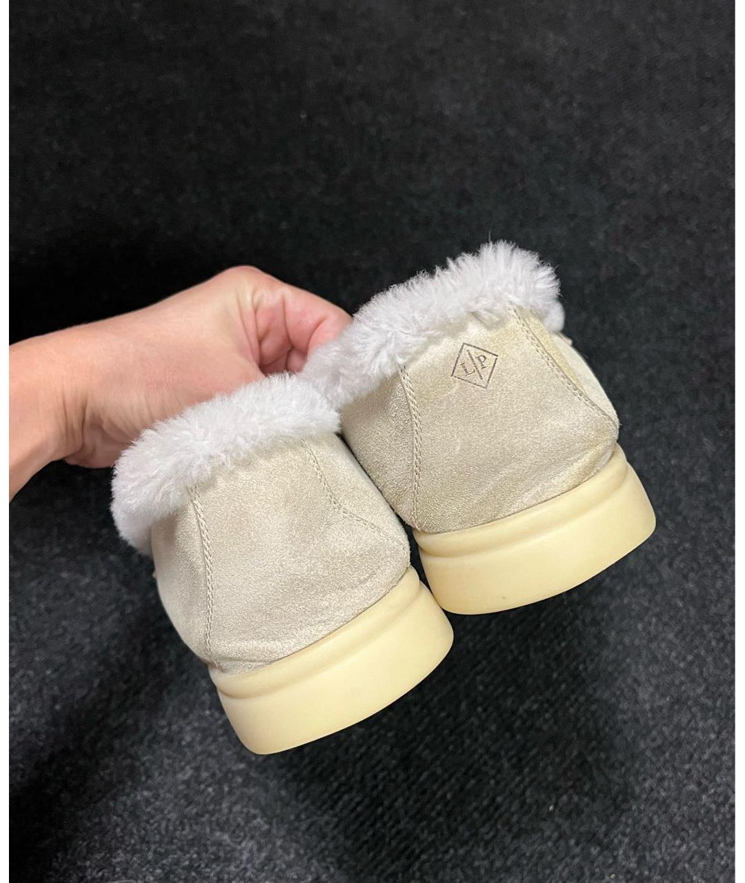 LORO PIANA Бежевые замшевые лоферы, фото 4