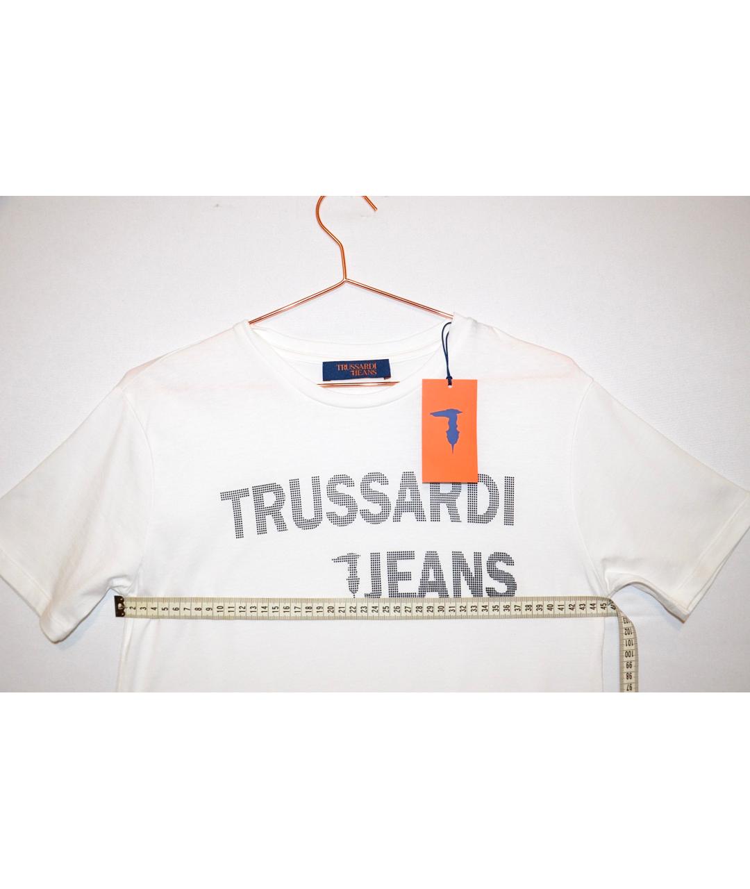 TRUSSARDI JEANS Белая хлопковая футболка, фото 4