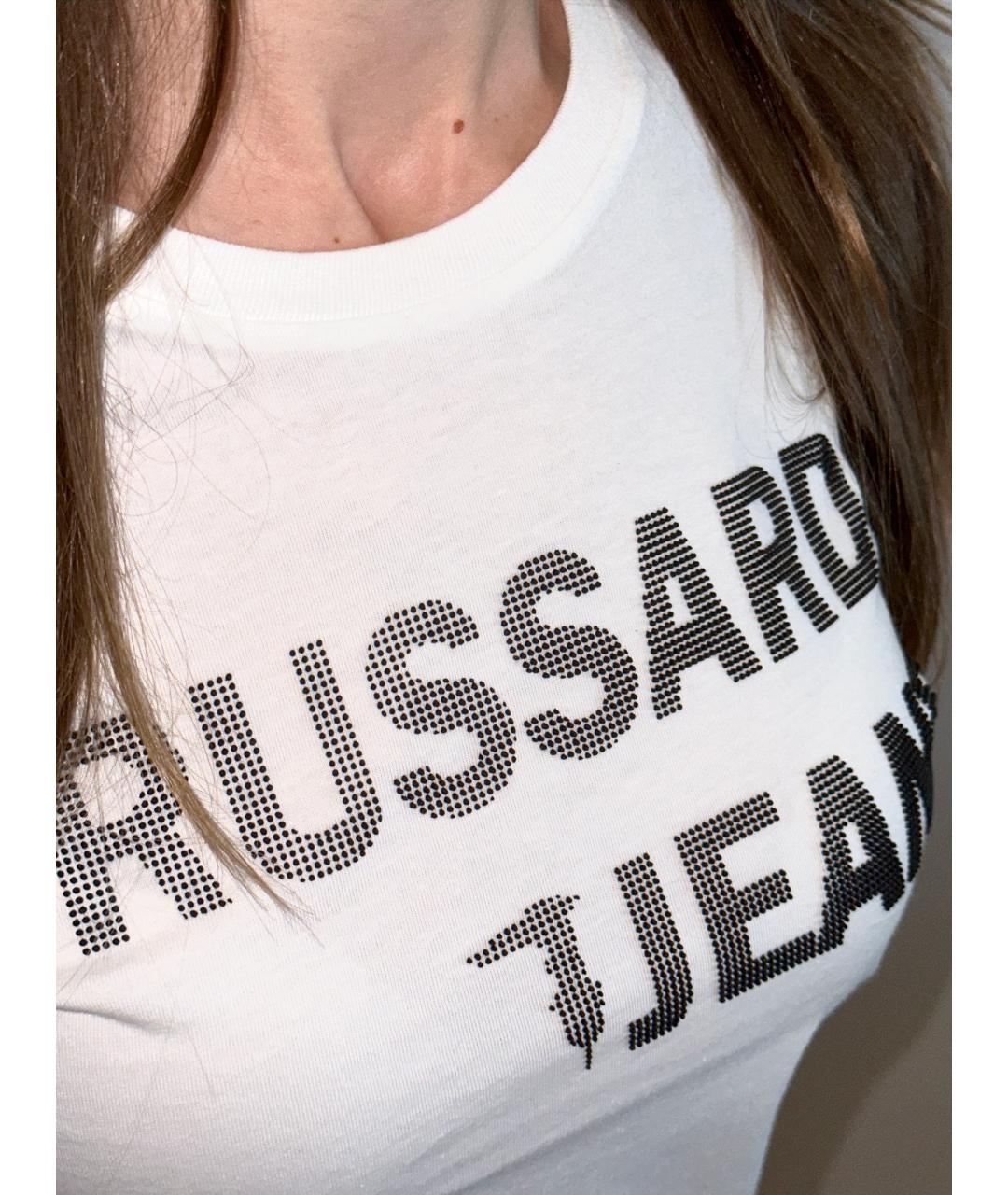 TRUSSARDI JEANS Белая хлопковая футболка, фото 9