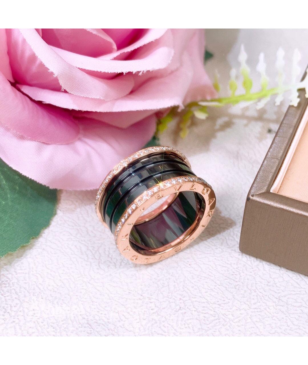 BVLGARI Черное кольцо из розового золота, фото 8
