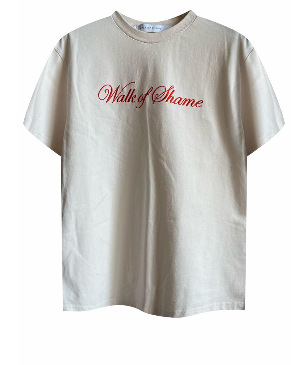 WALK OF SHAME Бежевая хлопковая футболка, фото 1