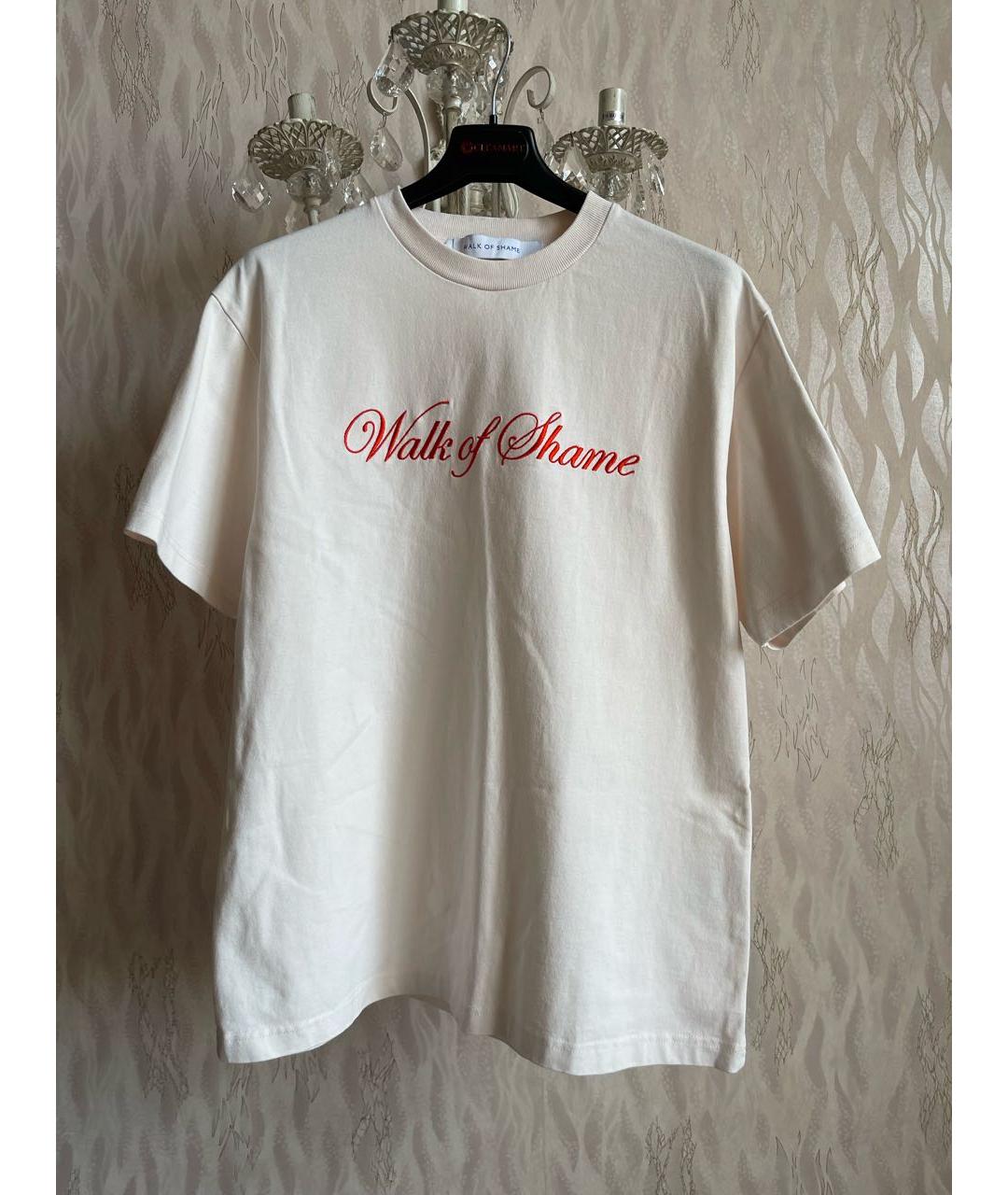 WALK OF SHAME Бежевая хлопковая футболка, фото 7