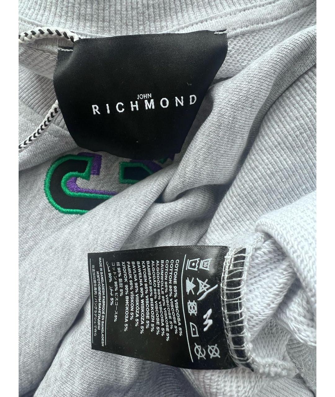 JOHN RICHMOND Серый хлопковый джемпер / свитер, фото 3