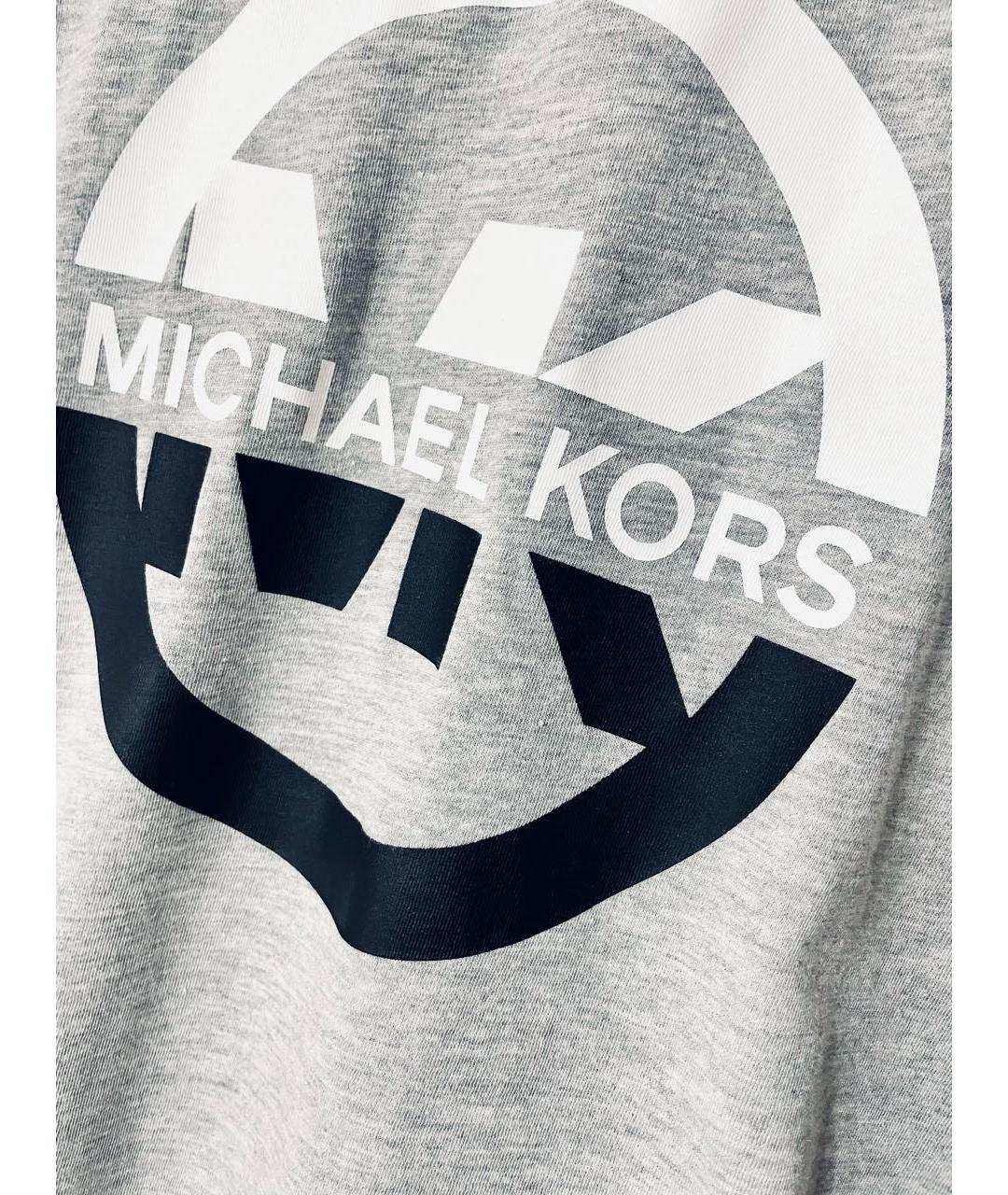 MICHAEL KORS Серая хлопко-полиэстеровая футболка, фото 4