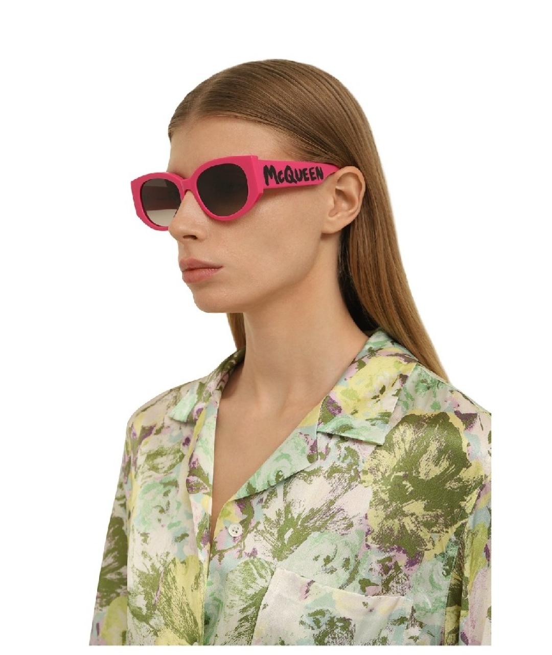 ALEXANDER MCQUEEN Розовые пластиковые солнцезащитные очки, фото 6