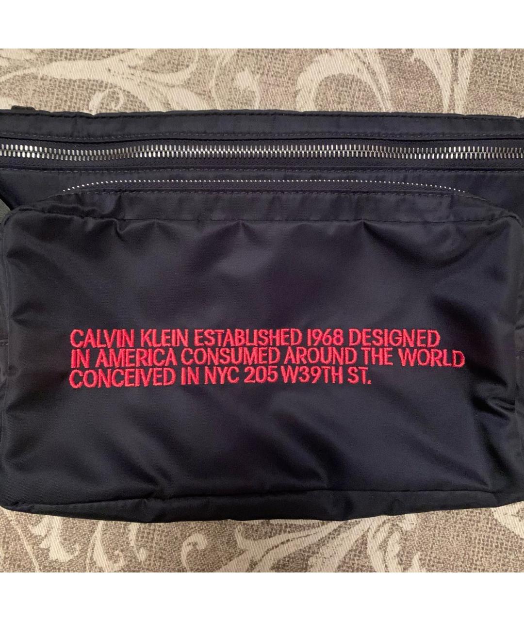 CALVIN KLEIN 205W39NYC Темно-синяя синтетическая поясная сумка, фото 3