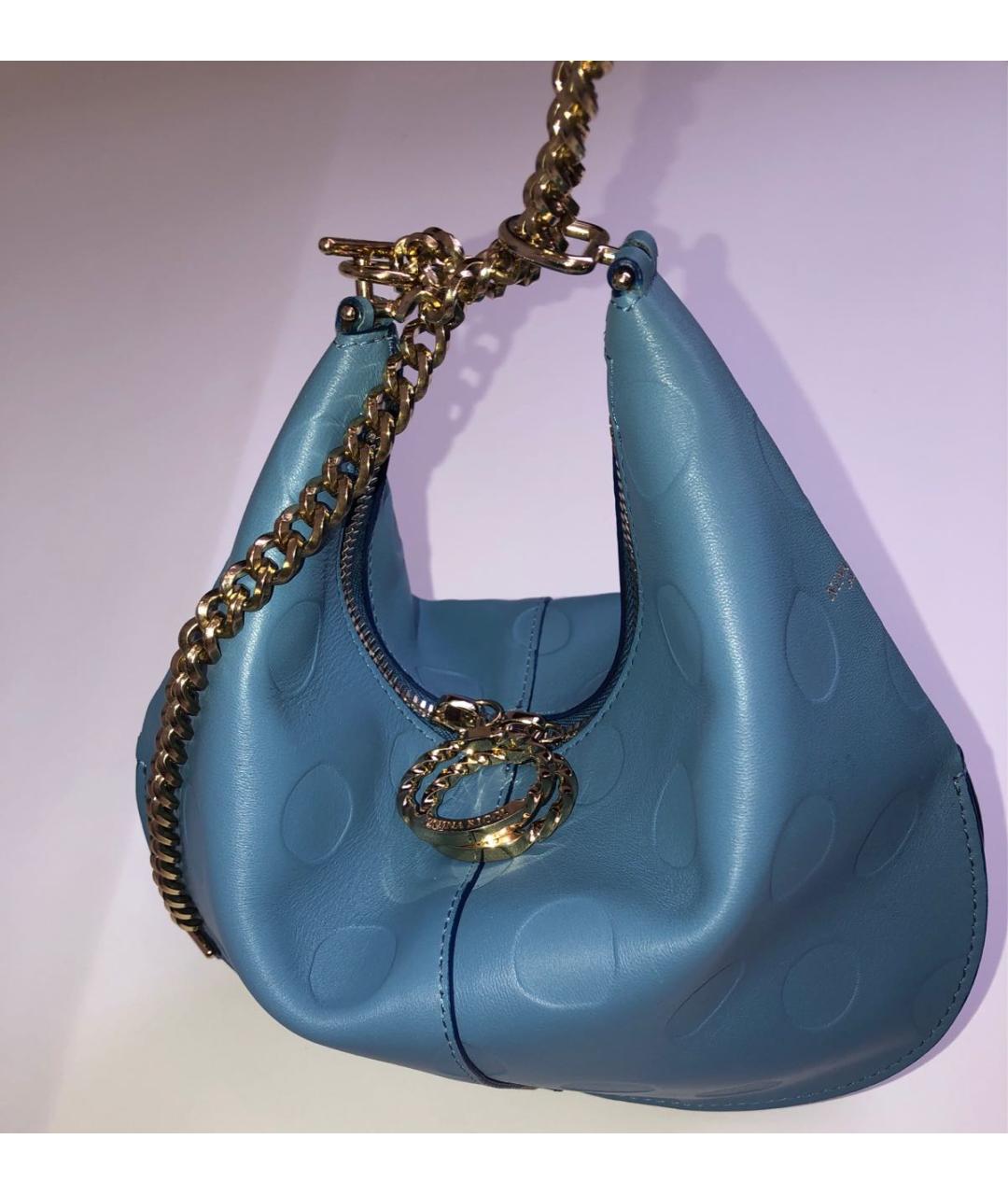 NINA RICCI PRE-OWNED Голубая кожаная сумка с короткими ручками, фото 5
