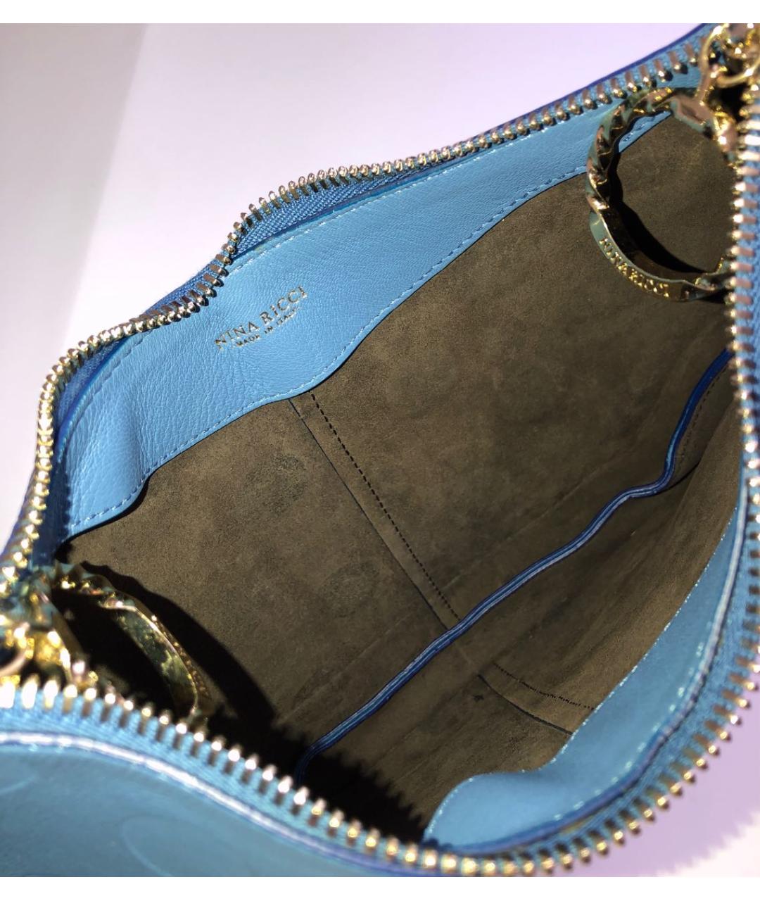 NINA RICCI PRE-OWNED Голубая кожаная сумка с короткими ручками, фото 4