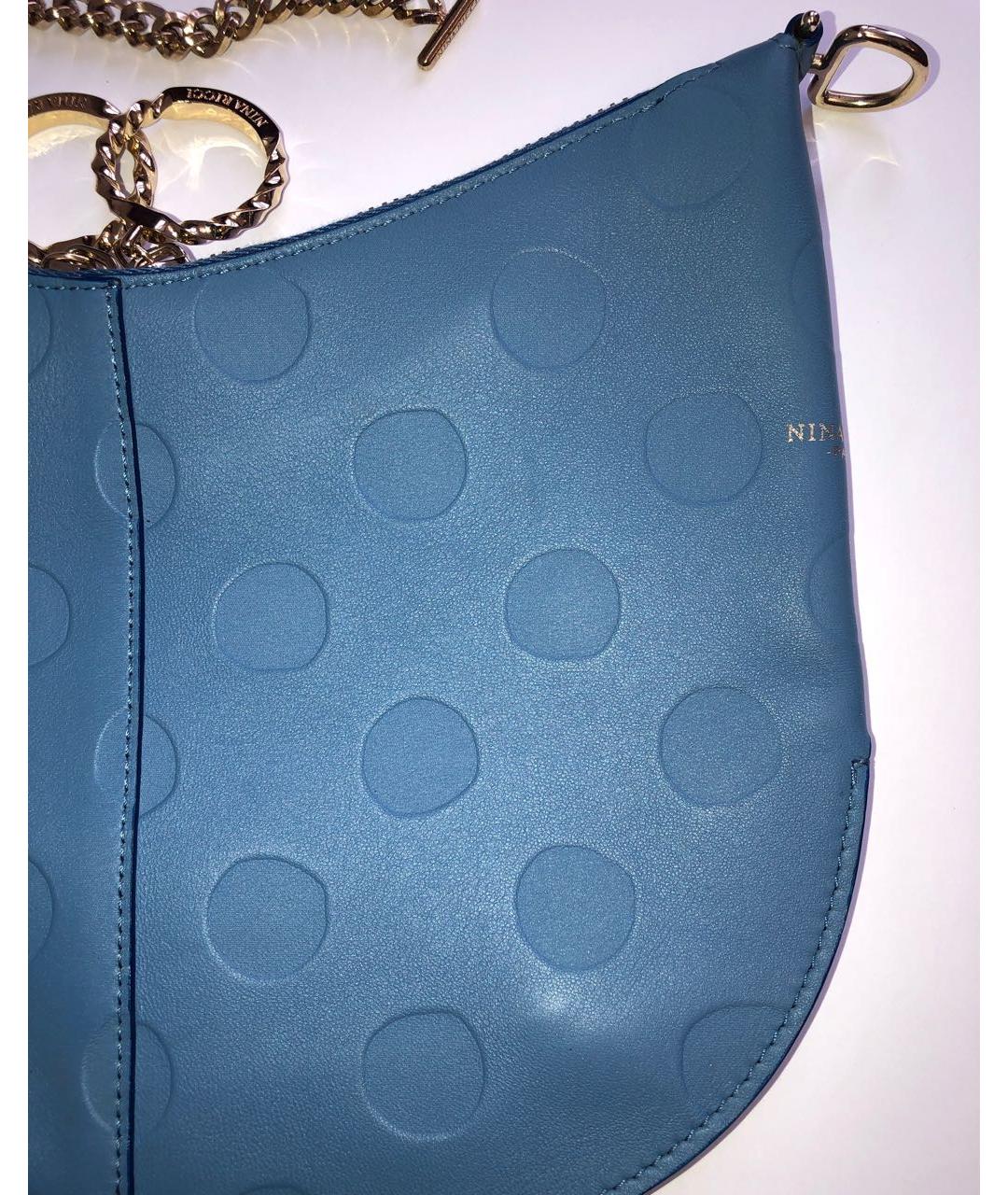 NINA RICCI PRE-OWNED Голубая кожаная сумка с короткими ручками, фото 3