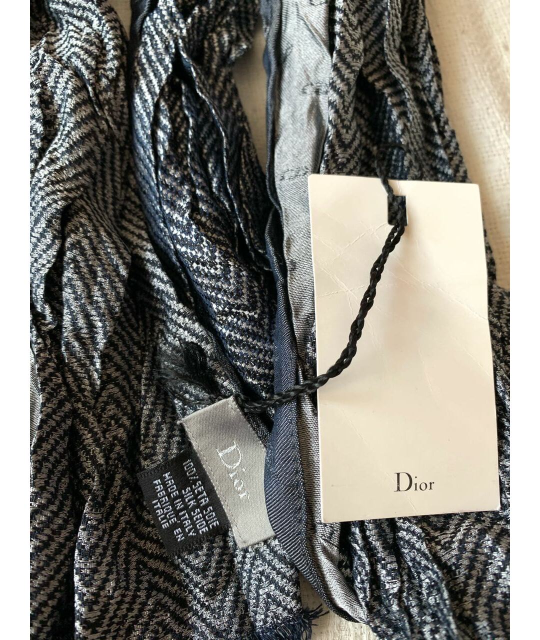 CHRISTIAN DIOR PRE-OWNED Серый шелковый шарф, фото 4