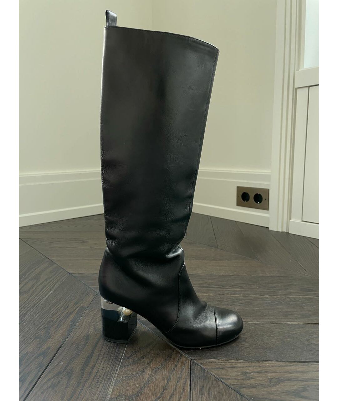 CHANEL PRE-OWNED Черные кожаные сапоги, фото 9
