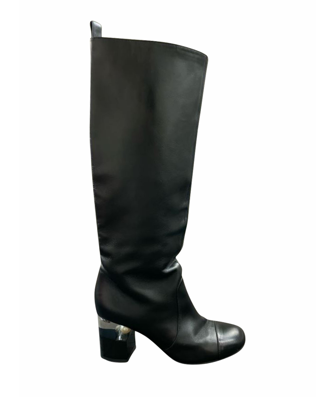 CHANEL PRE-OWNED Черные кожаные сапоги, фото 1