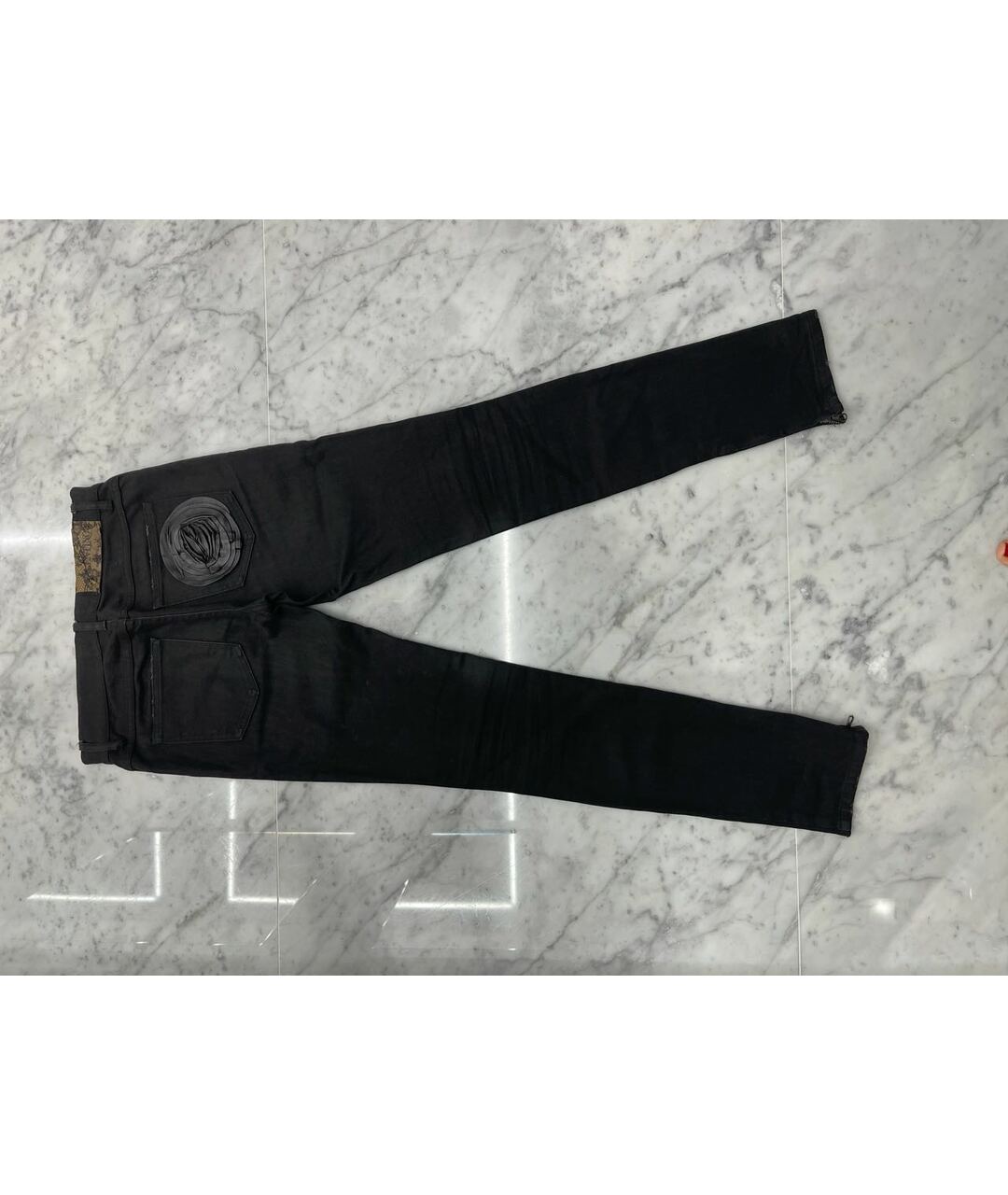 VALENTINO Антрацитовые хлопко-полиэстеровые прямые джинсы, фото 3