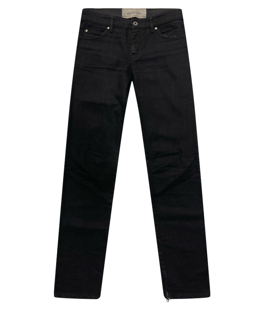 VALENTINO Антрацитовые хлопко-полиэстеровые прямые джинсы, фото 1