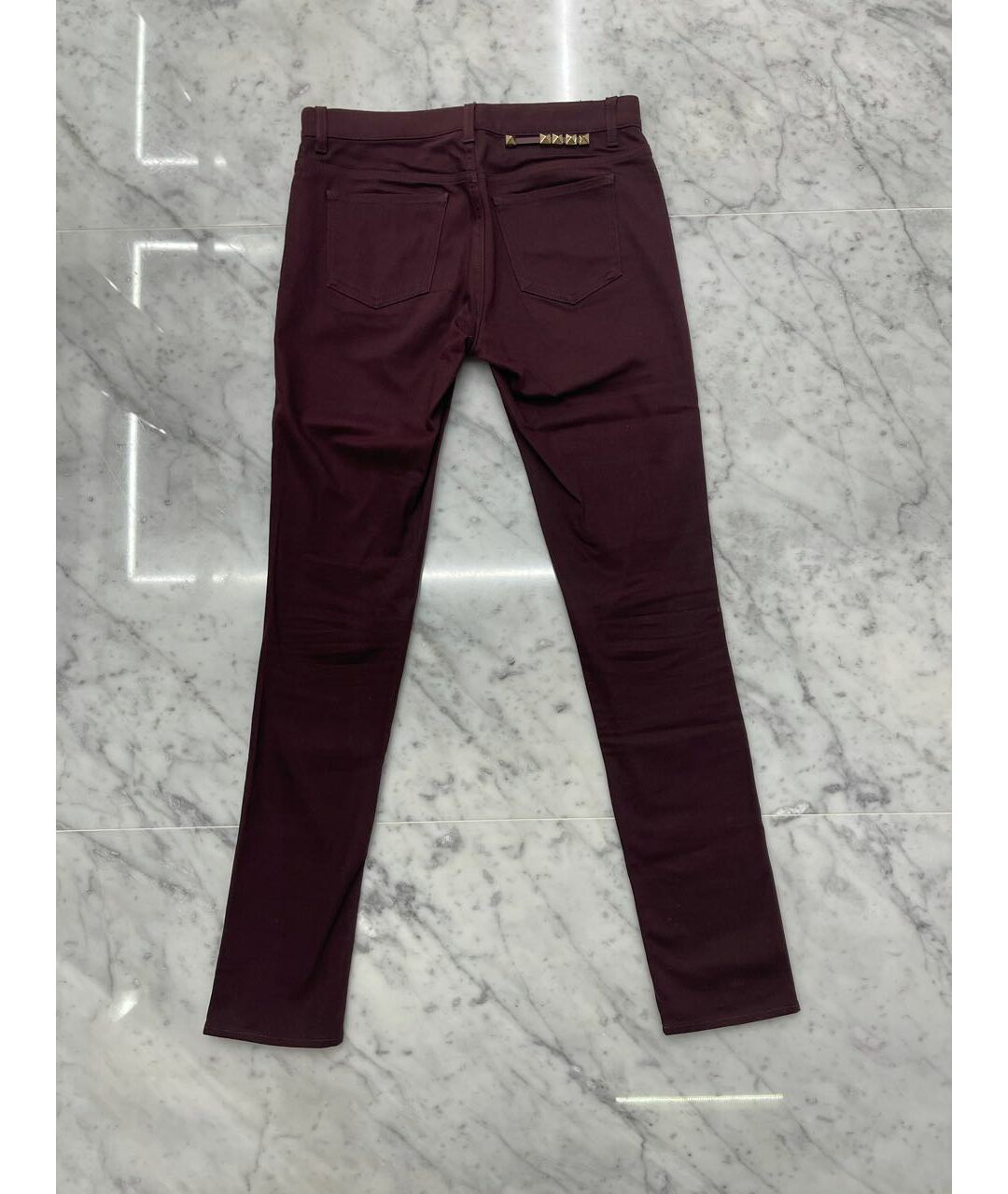 VALENTINO Бордовые хлопко-полиэстеровые прямые джинсы, фото 3